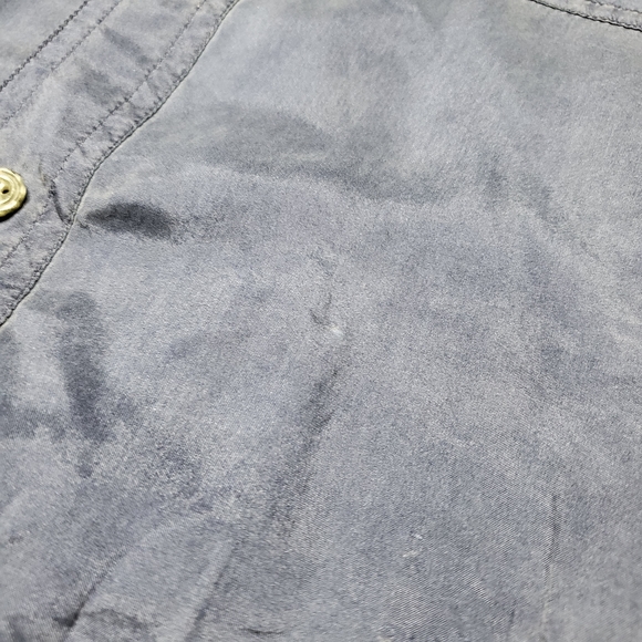 LUTAR CLASSICS MENS 100% SILK BLUE BUTTON UP SHIRT LARGE - Picture 6 of 8